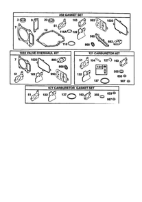 Gasket Set Diagram and Parts List for 121600  Briggs and Stratton Engine